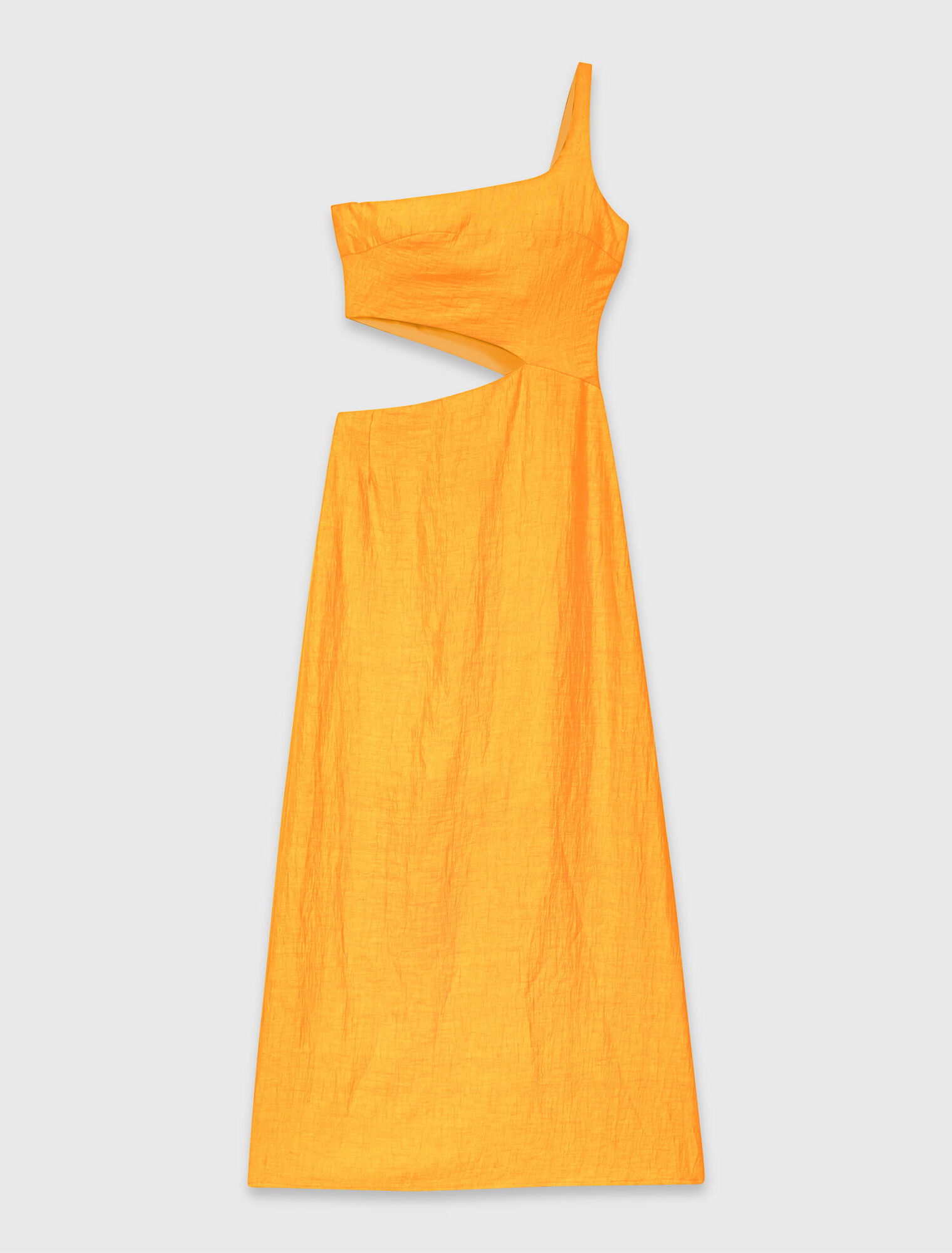 Asymmetrical linen-blend dress