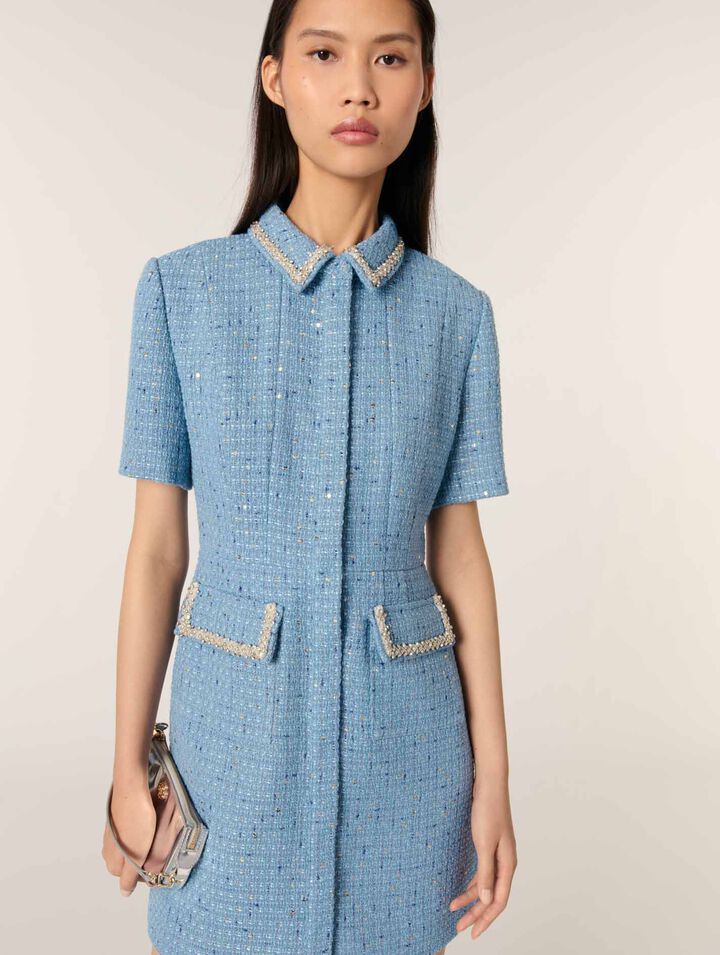 Sequin tweed short dress