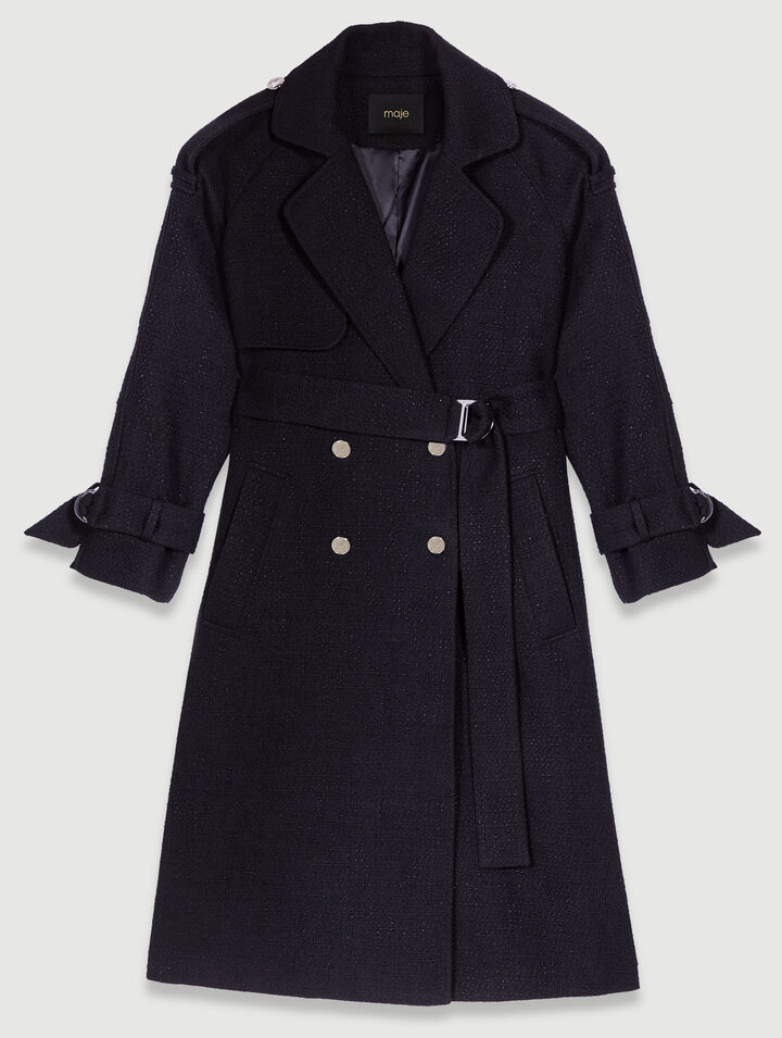 Tweed trench coat