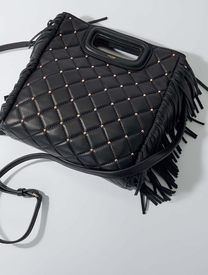 M bag in studded, quilted leather