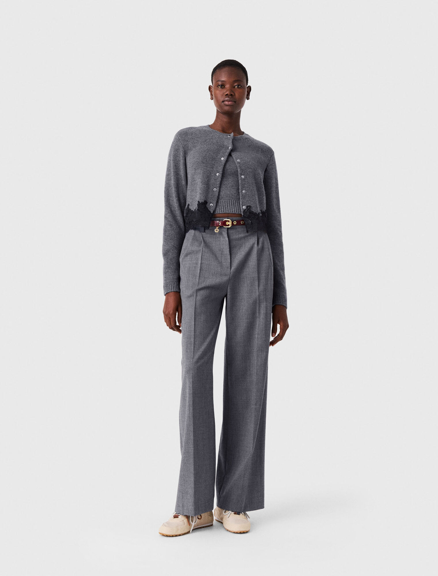 Twinset with lace trim
