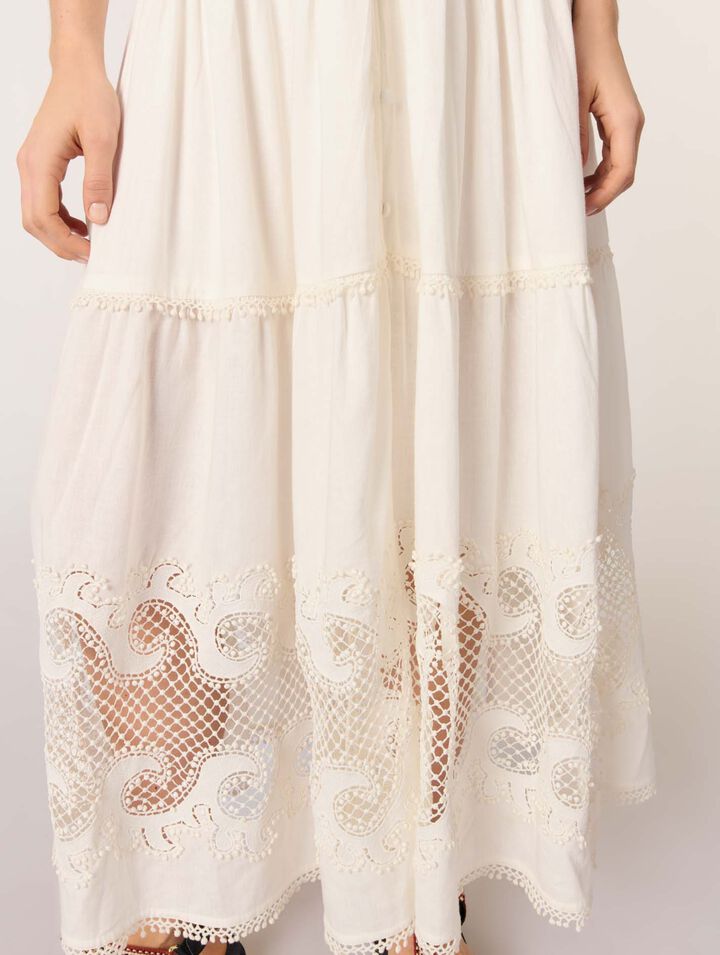 Embroidered ruffled maxi dress