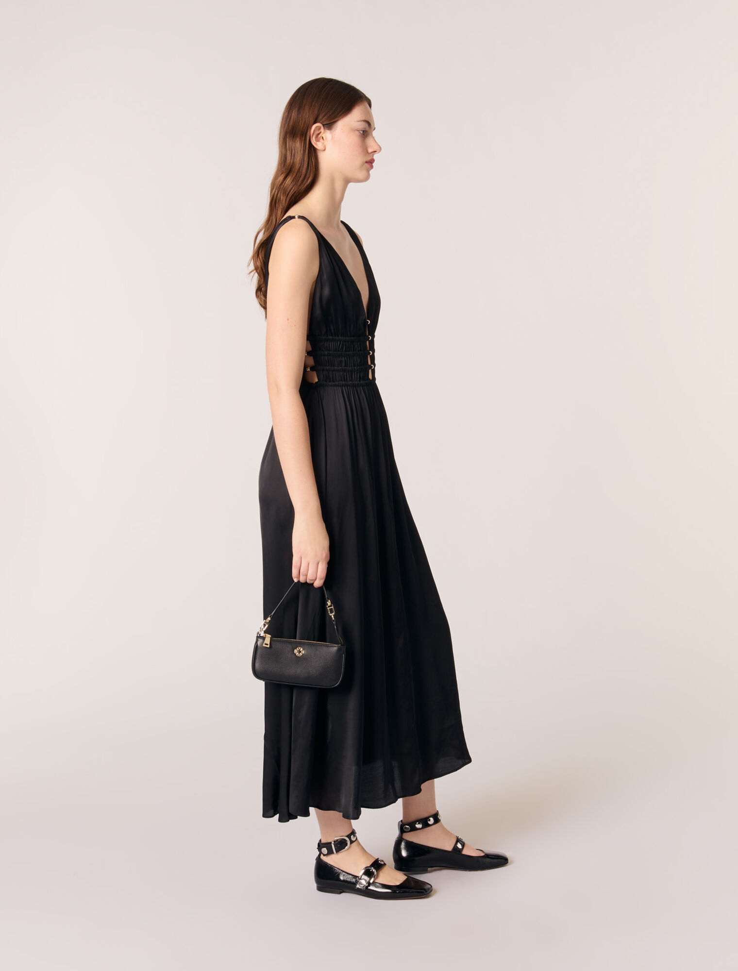Openwork satin-effect dress