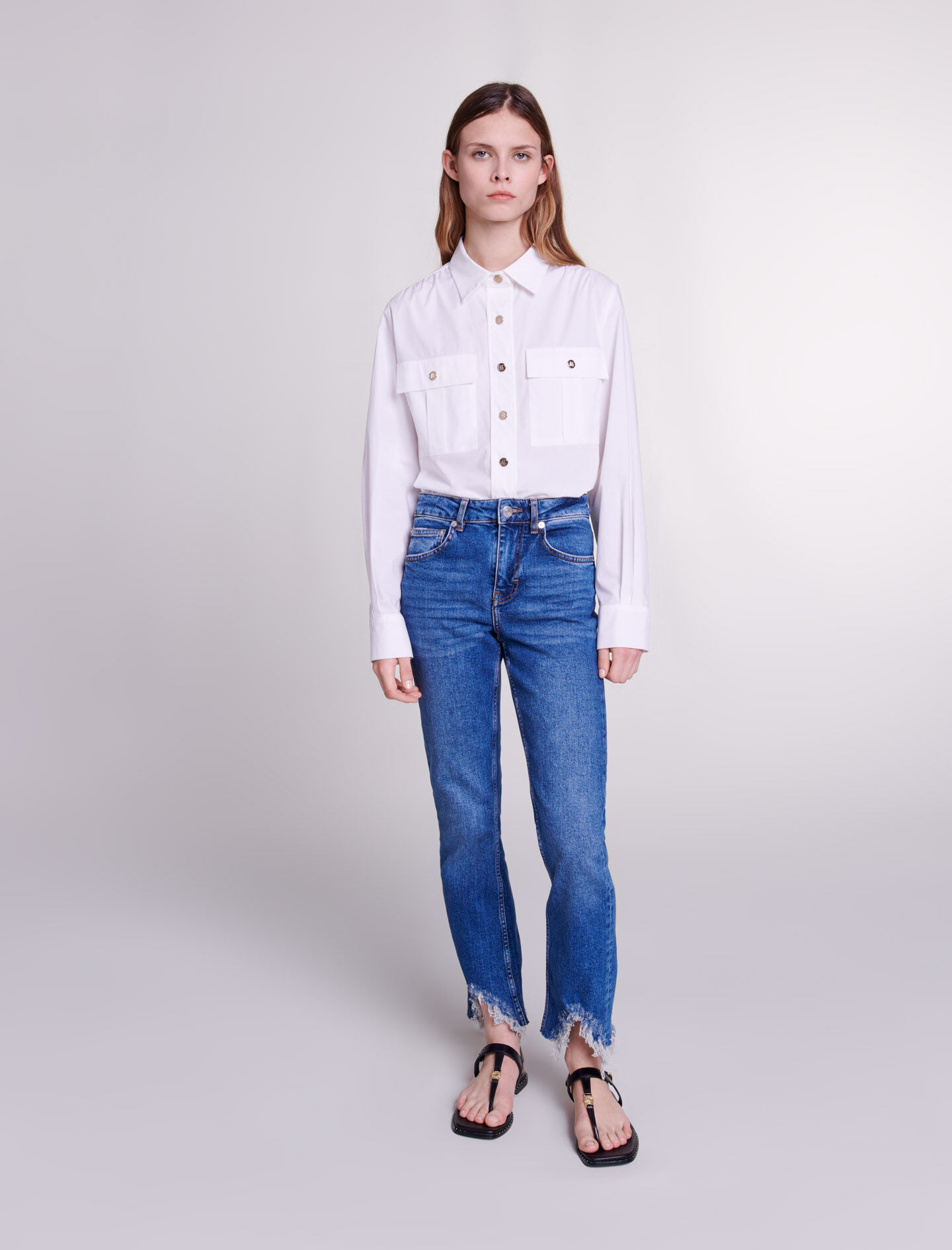 Ripped jeans and dress shirt new arrivals