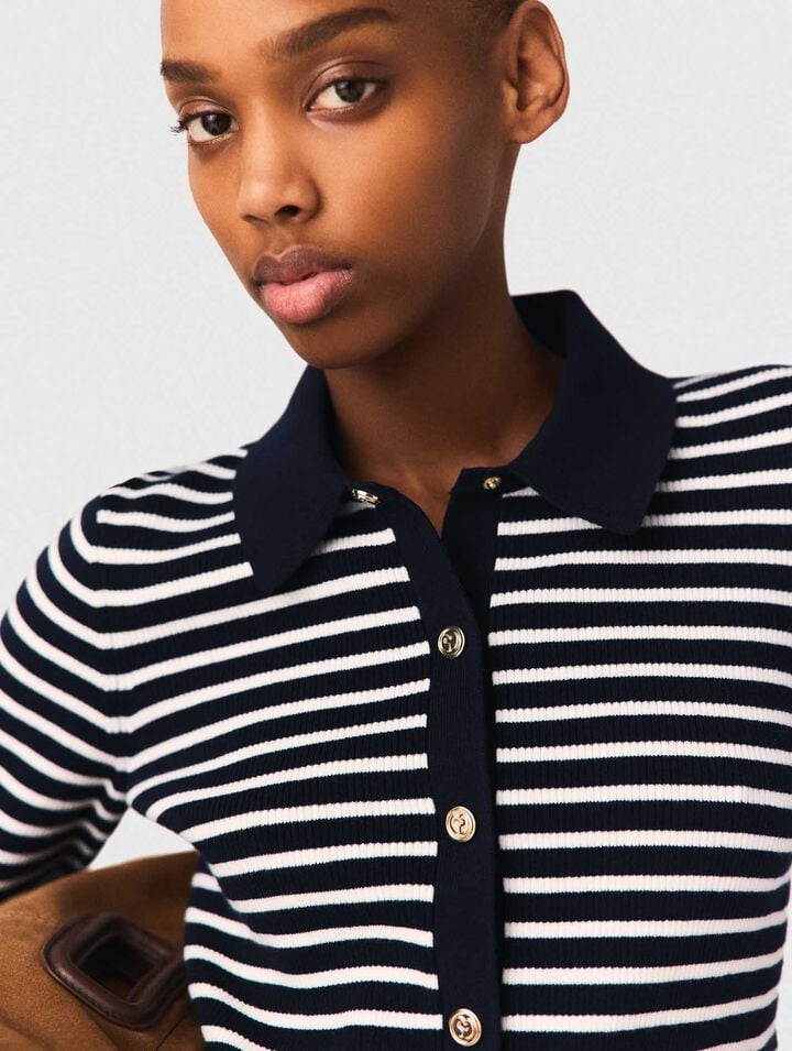 Striped polo cardigan