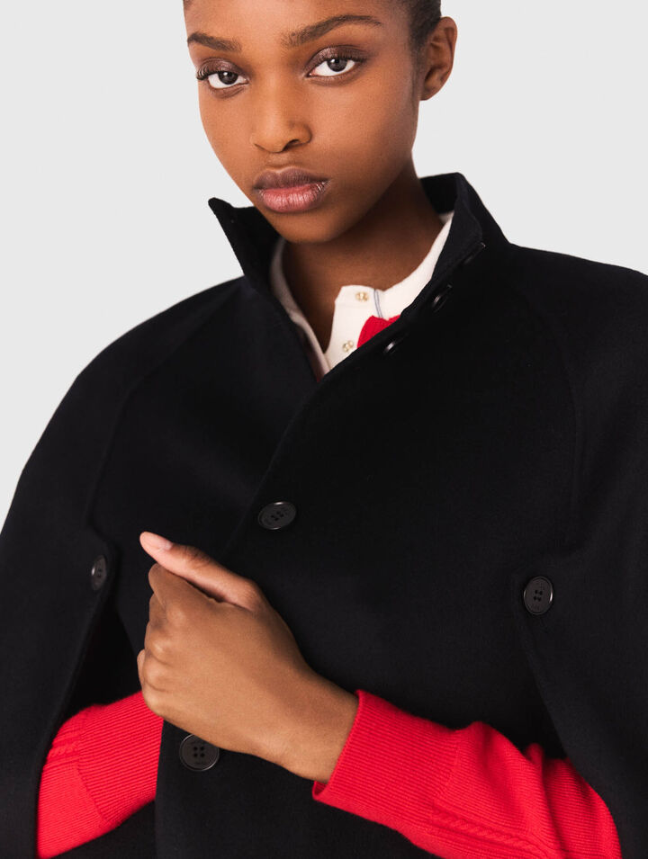 Long double-faced coat with cape