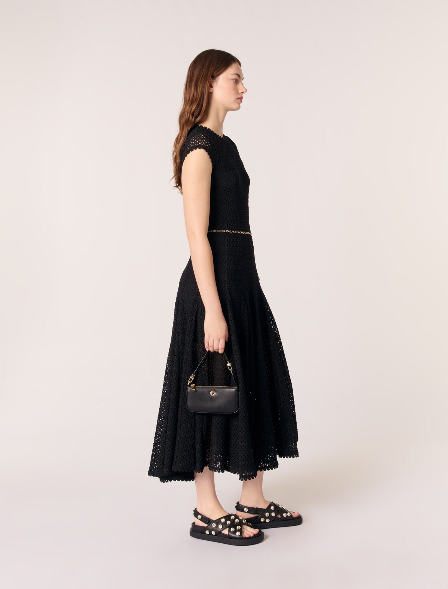 Crochet-knit maxi dress
