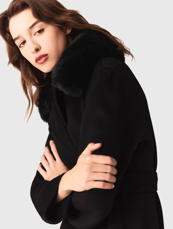 Double-faced coat with removable collar