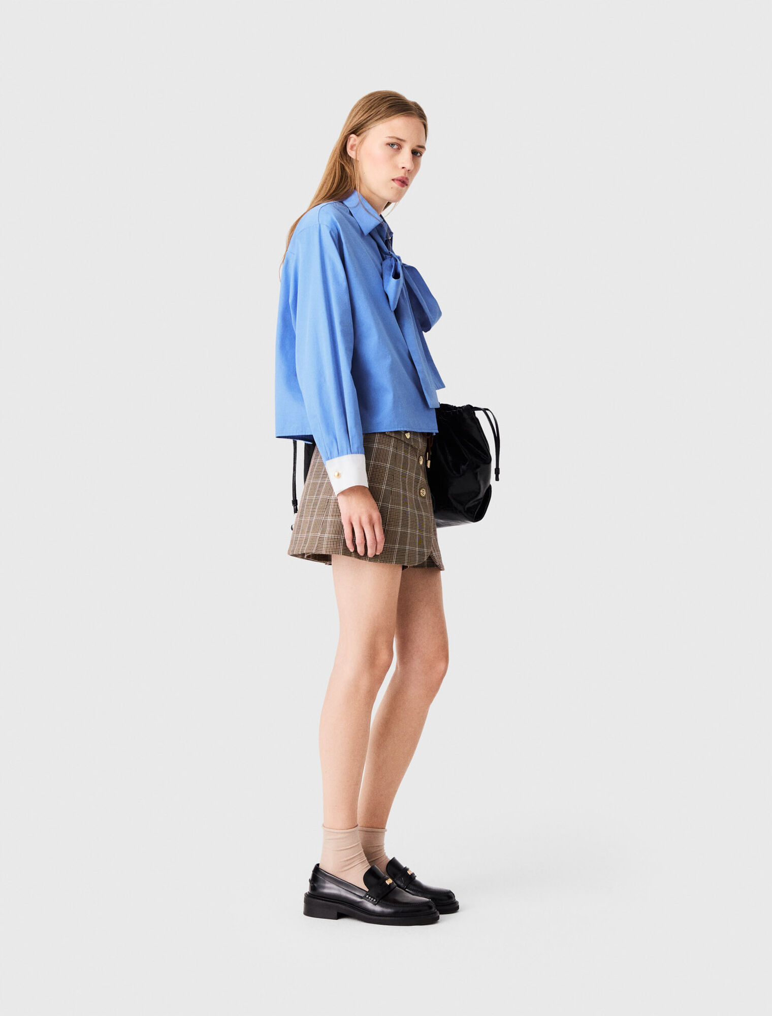 Cotton pussy bow shirt