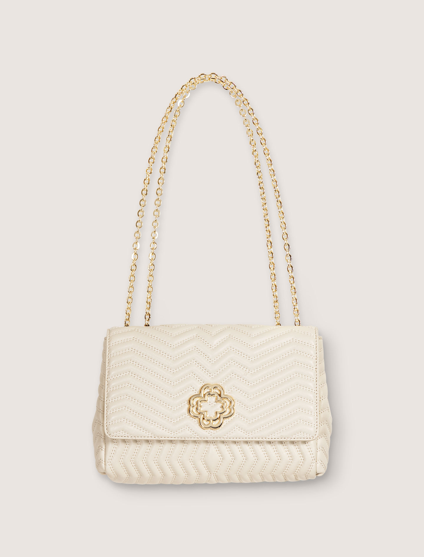 Quilted leather shoulder bag with chain strap on sale