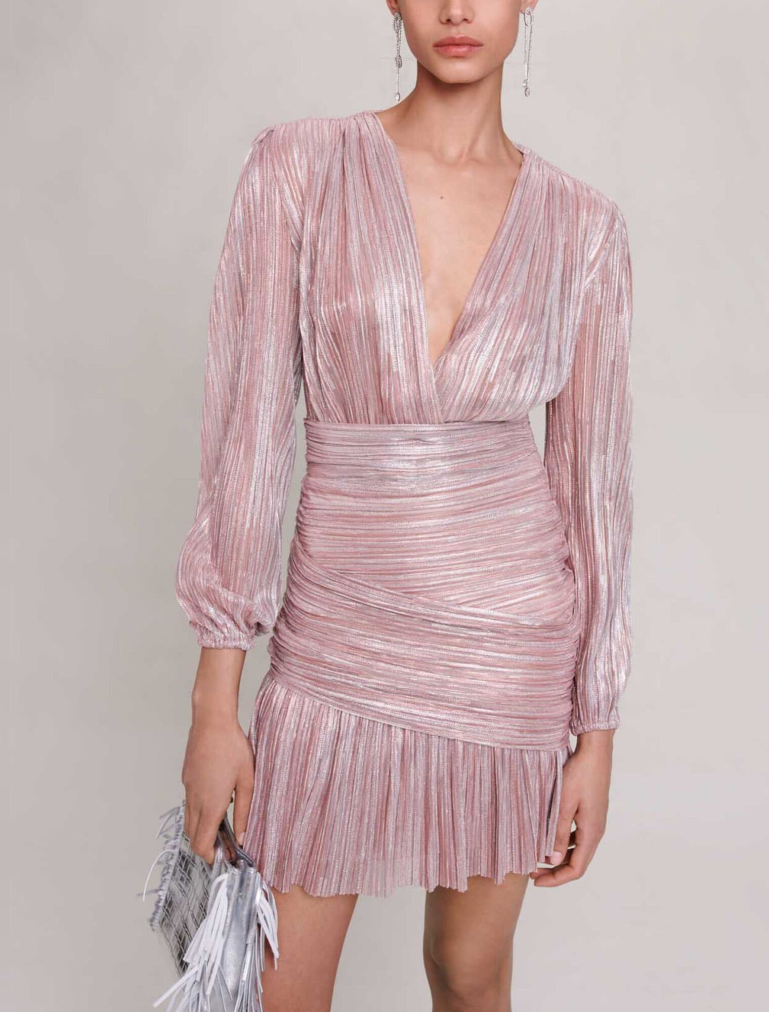 Pleated metallic fibre dress
