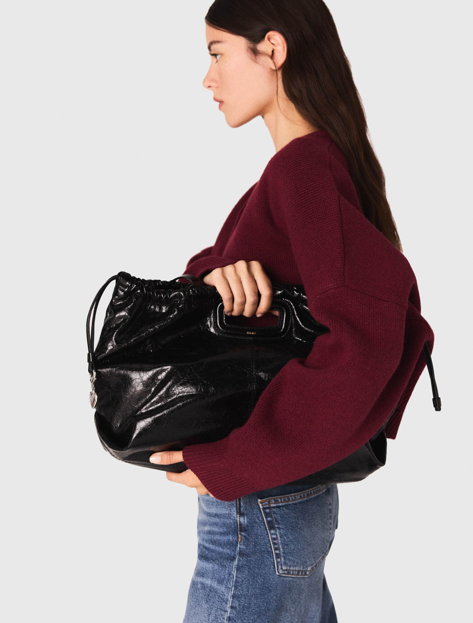 Crackled leather M Tote bag