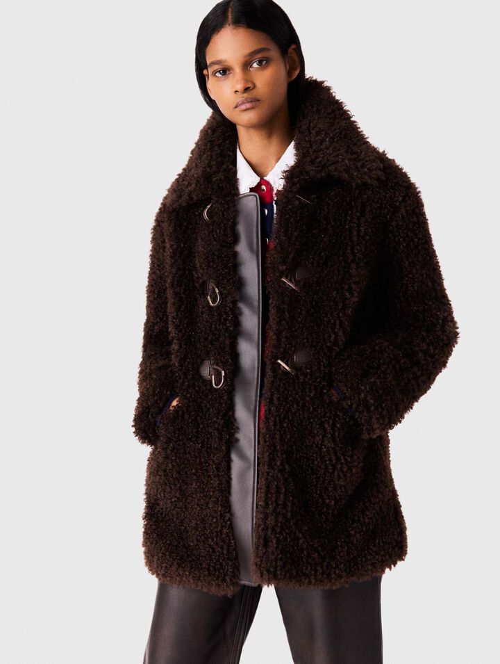 Mid-length faux fur coat
