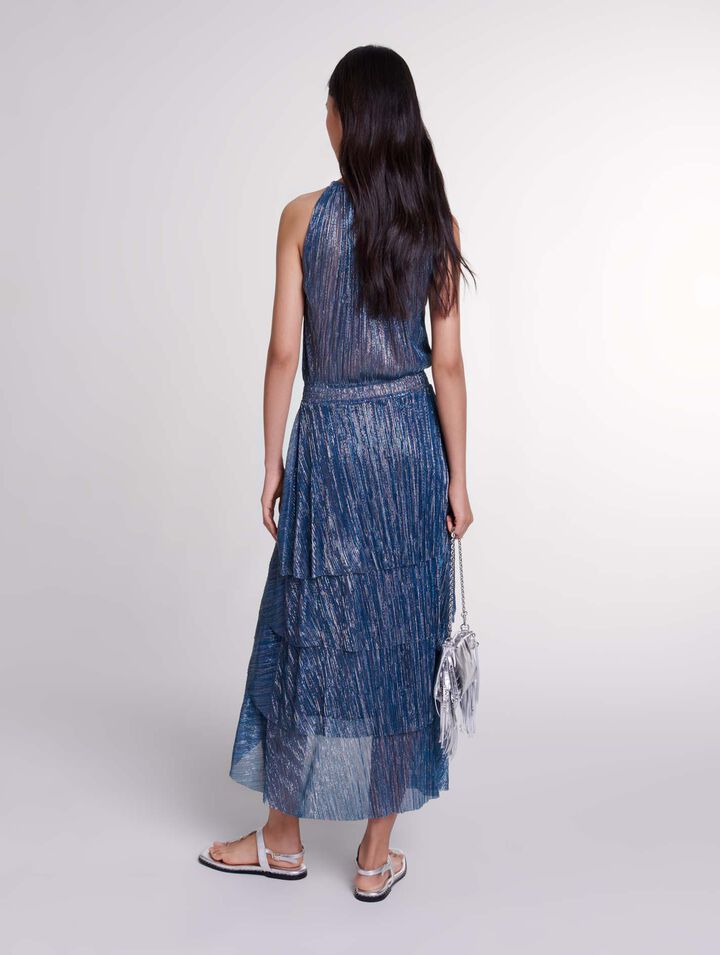 Ruffled lamé maxi dress