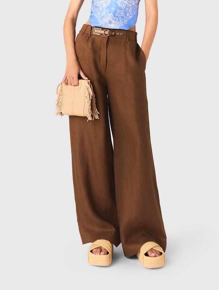 Linen-blend trousers