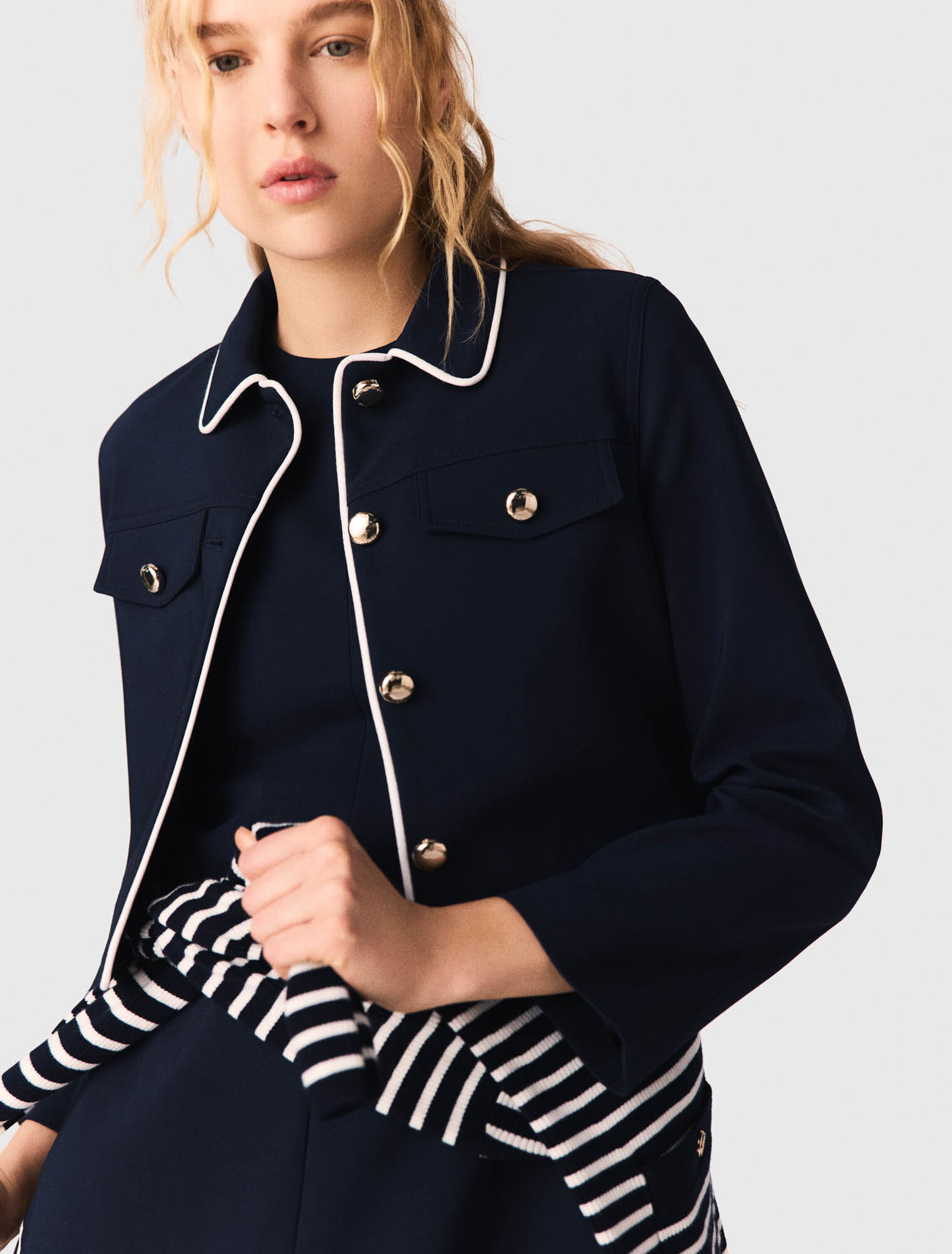 Short jacket with contrast trim