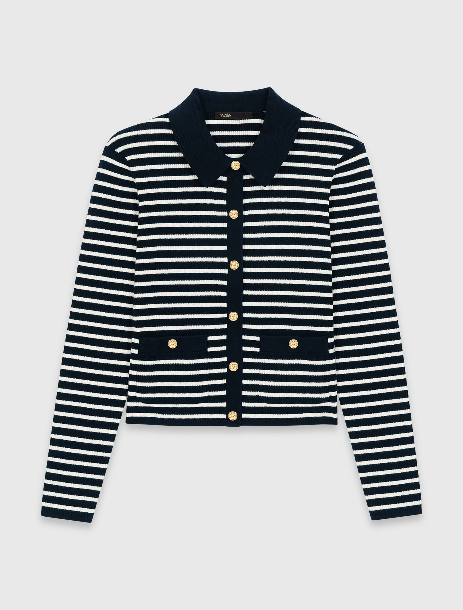 Striped polo cardigan