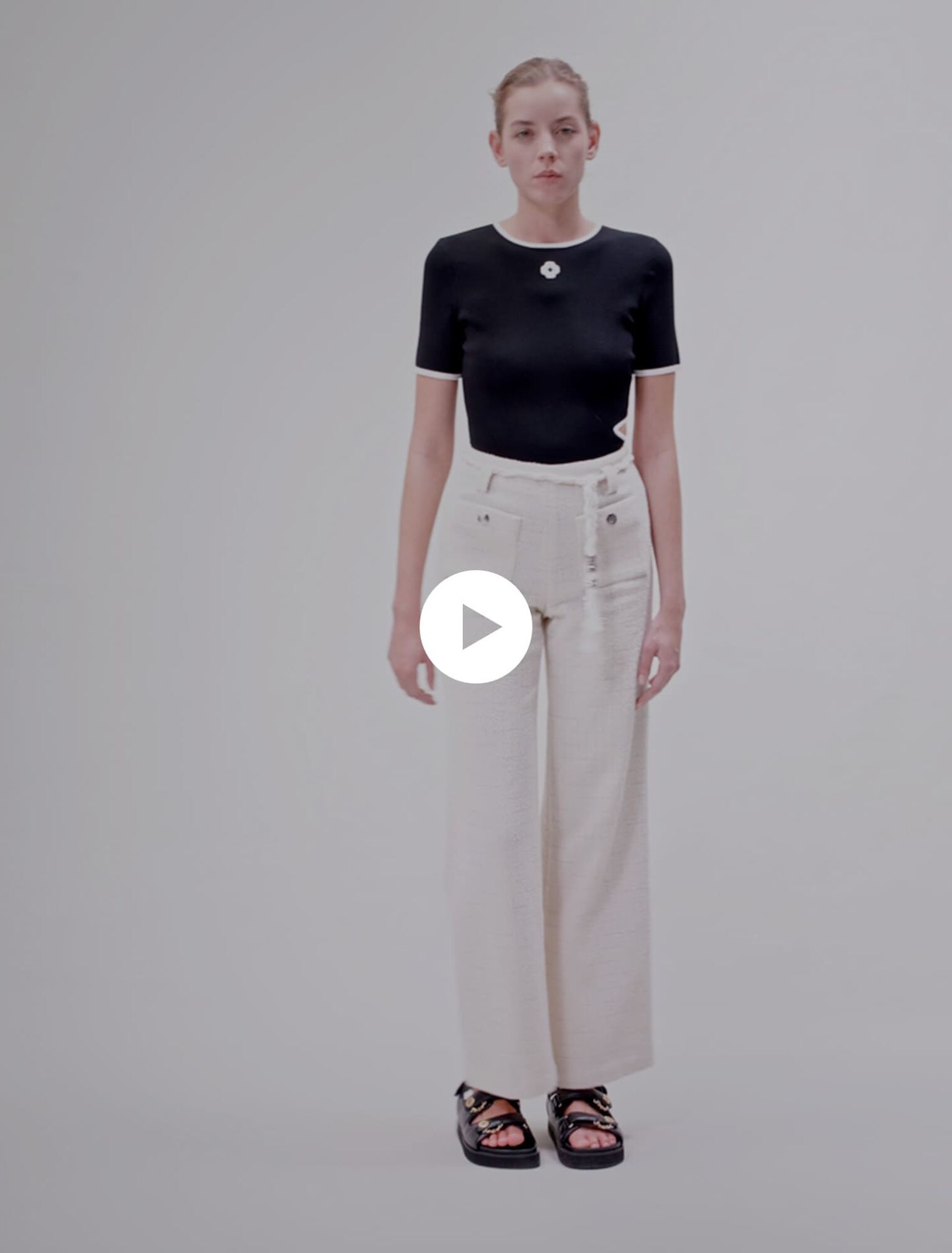 Metallic thread tweed trousers