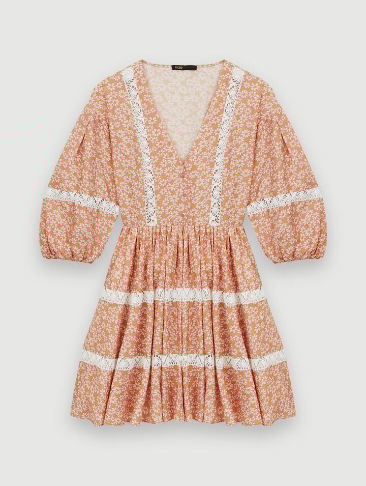 Printed lace braid dress