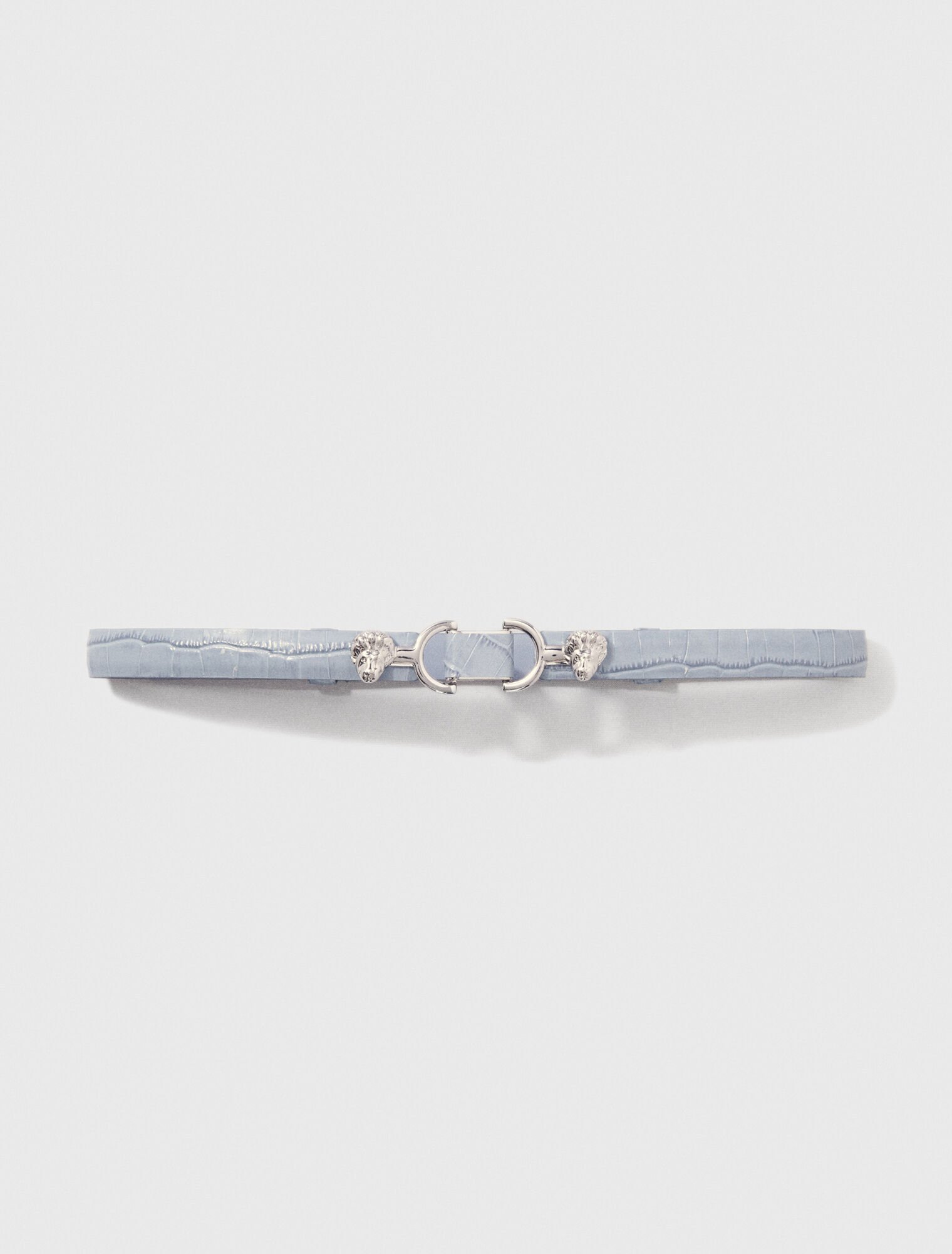 Thin leather belt with lion bit