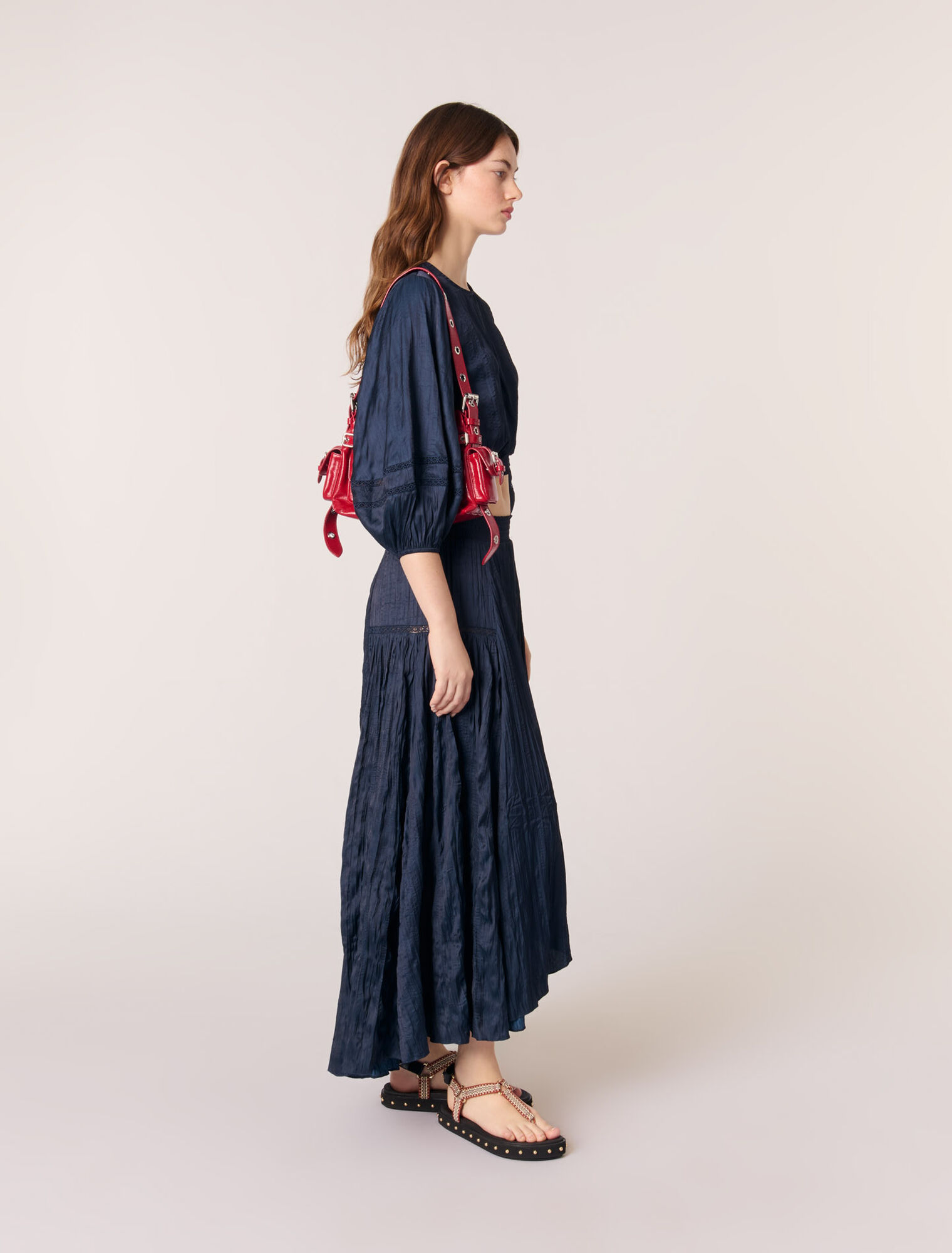Satin-effect maxi skirt