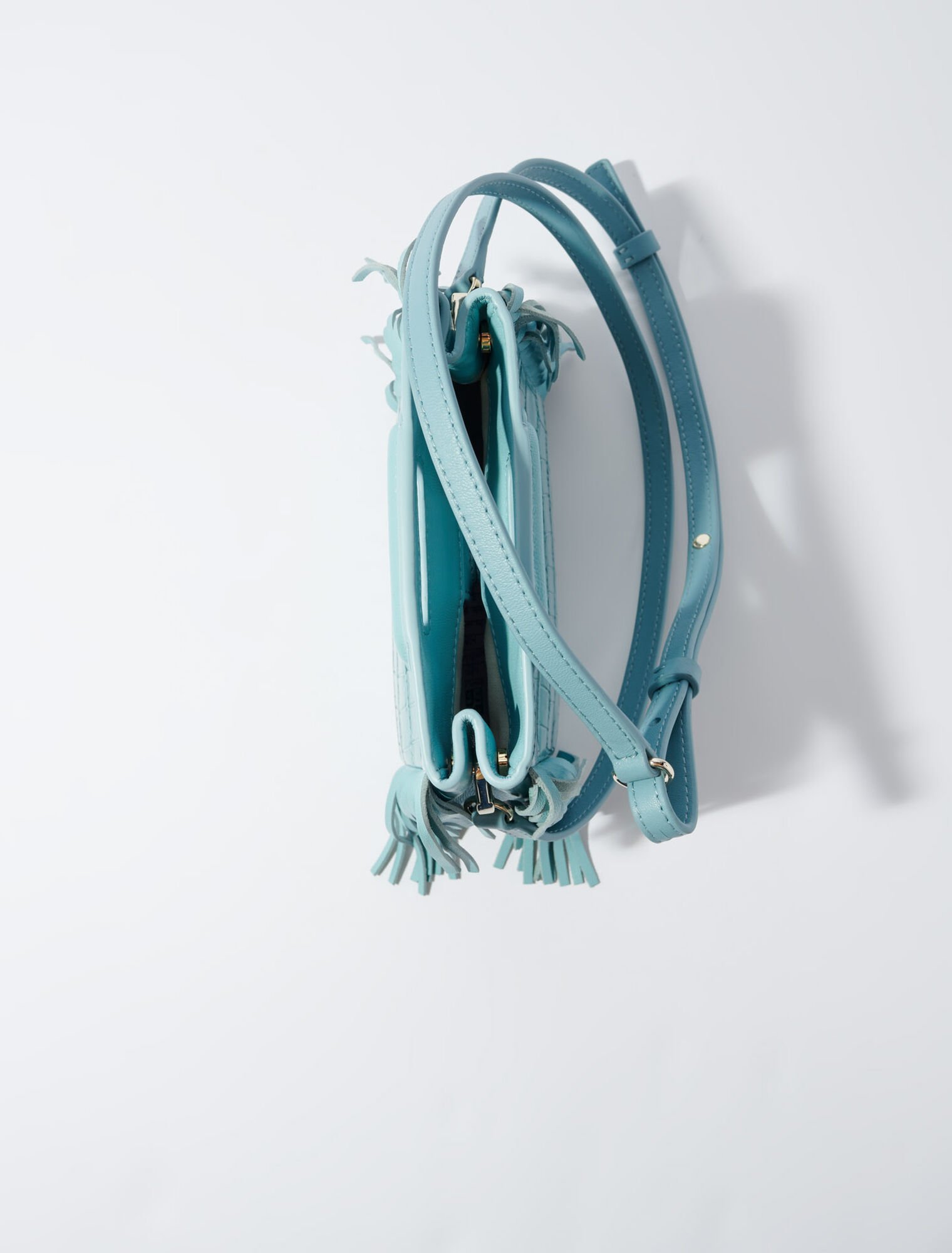 Mini embossed-leather M bag with chain