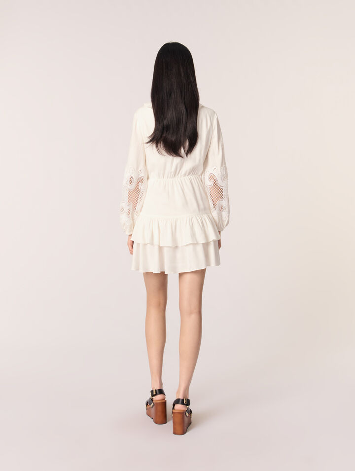 Ruffled embroidered sleeve dress