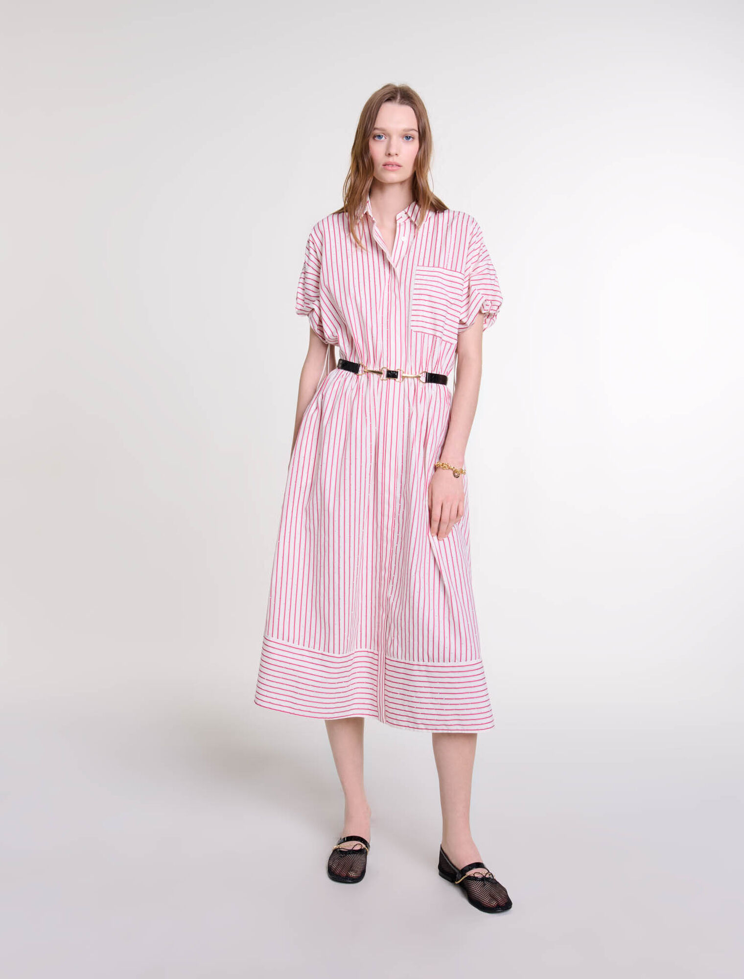 Striped and rhinestone maxi dress