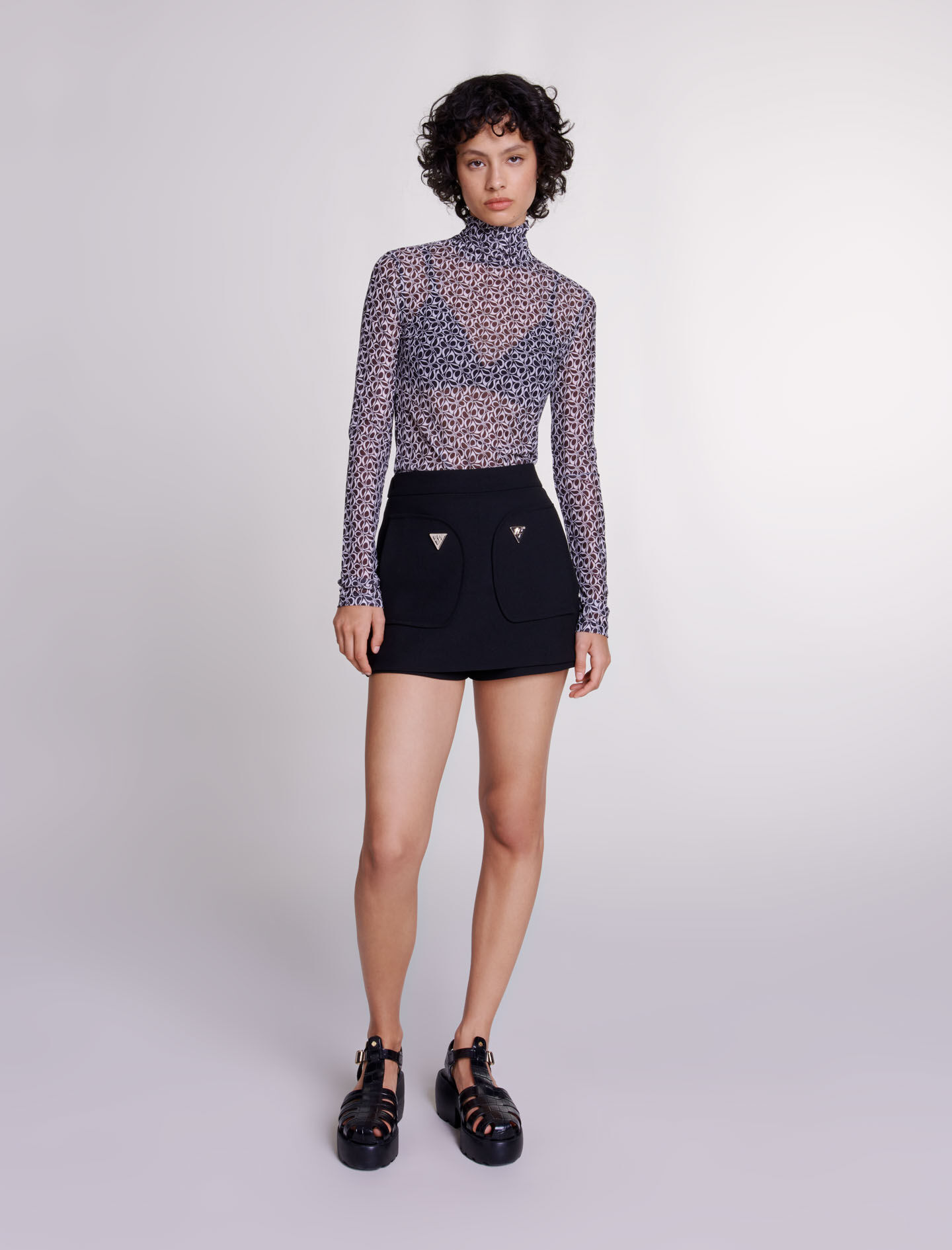 Semi sheer patterned top
