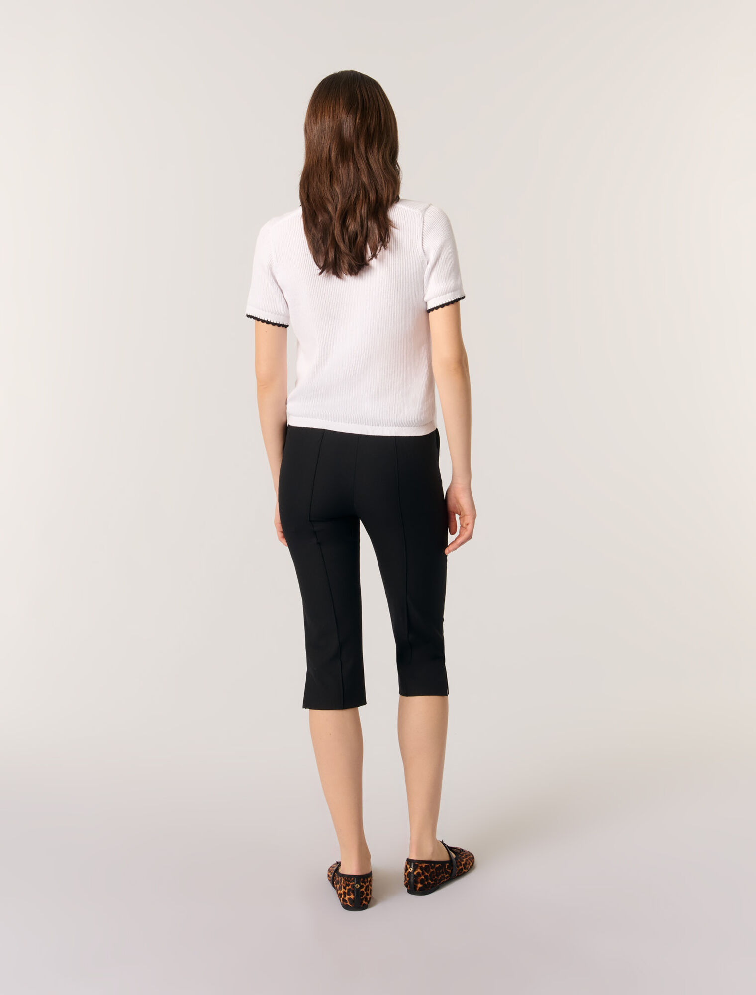 Pointelle knit crochet polo shirt