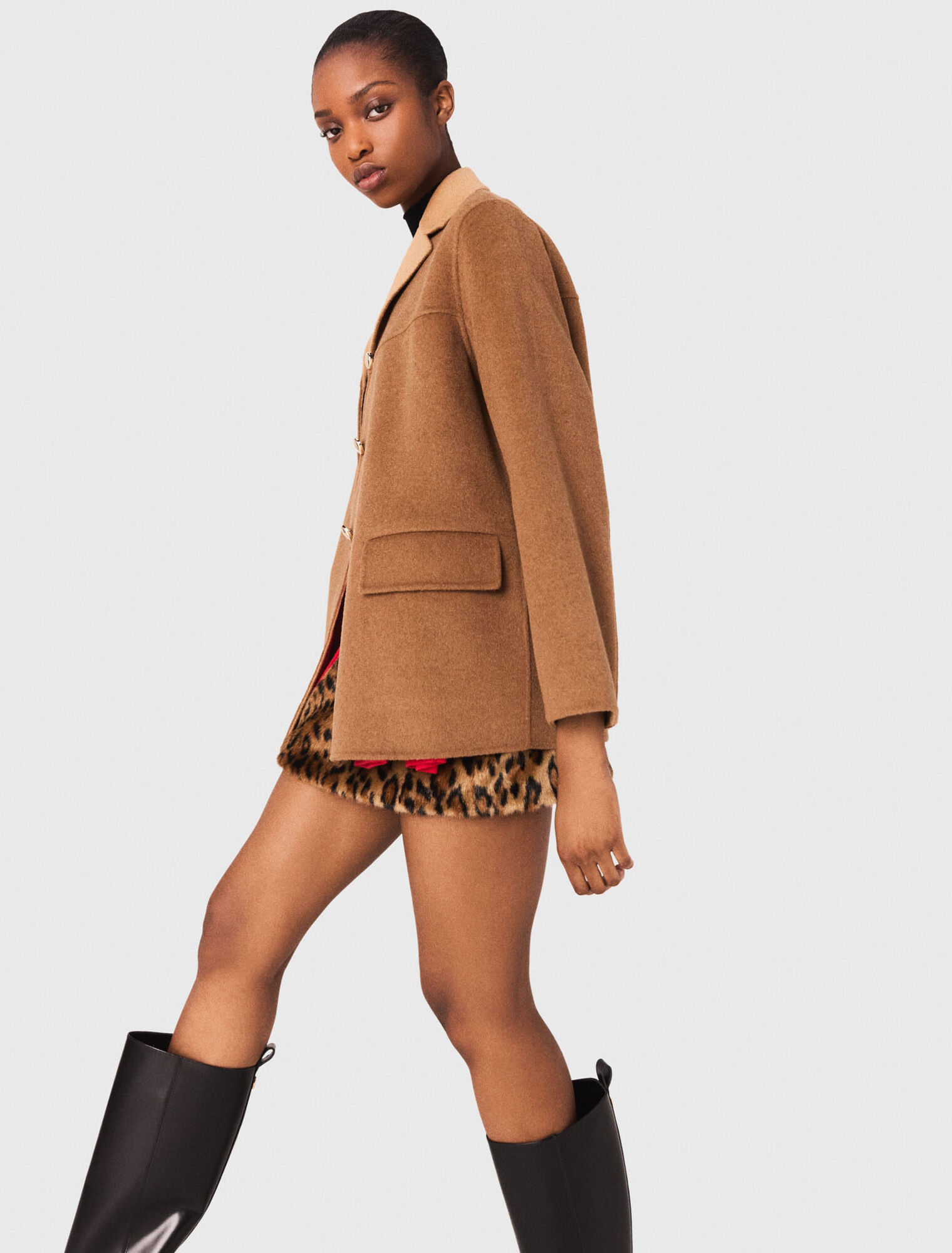 Double-faced mid-length coat