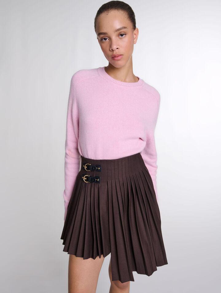 Asymmetrical pleated short skirt