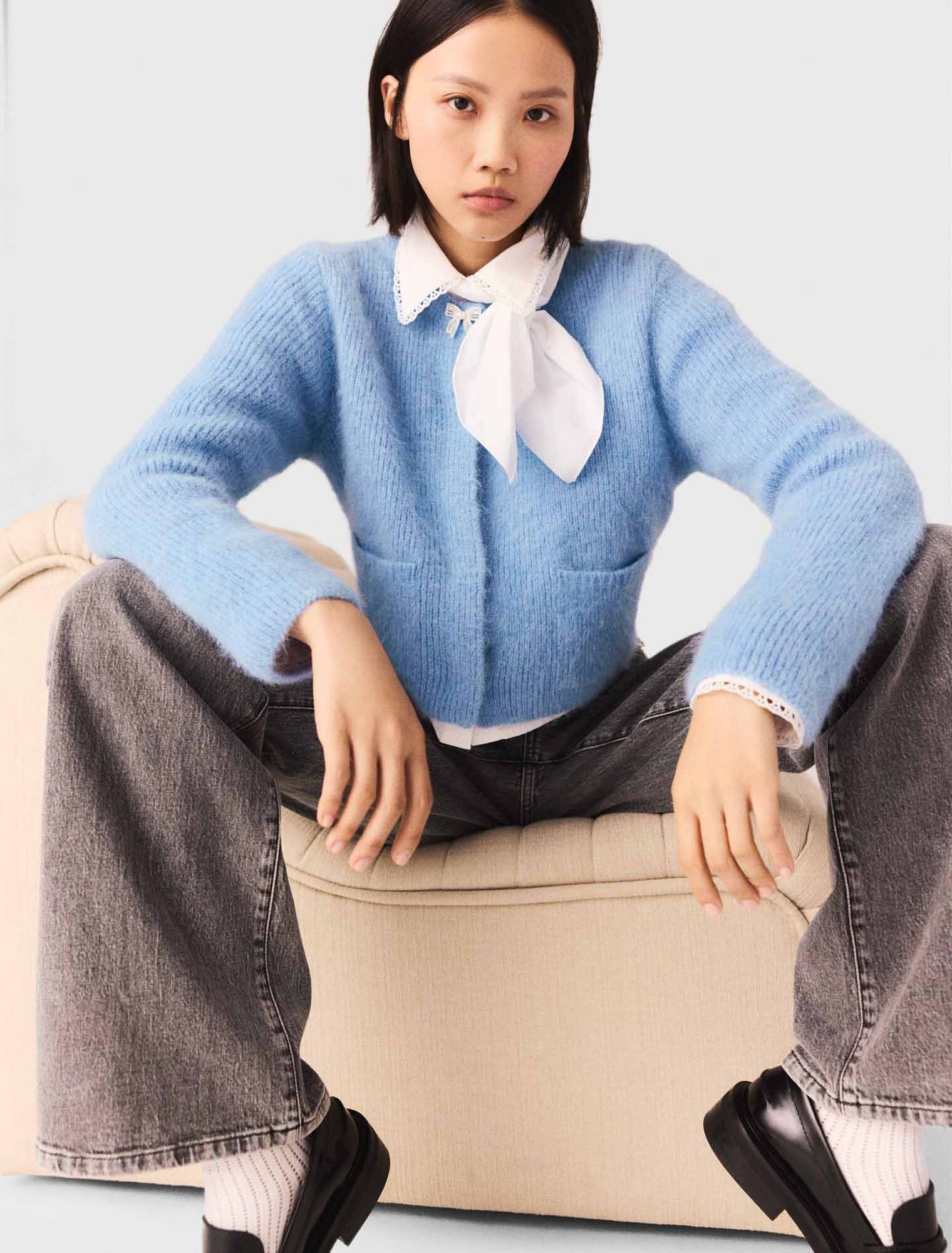 Jewelled bow cardigan