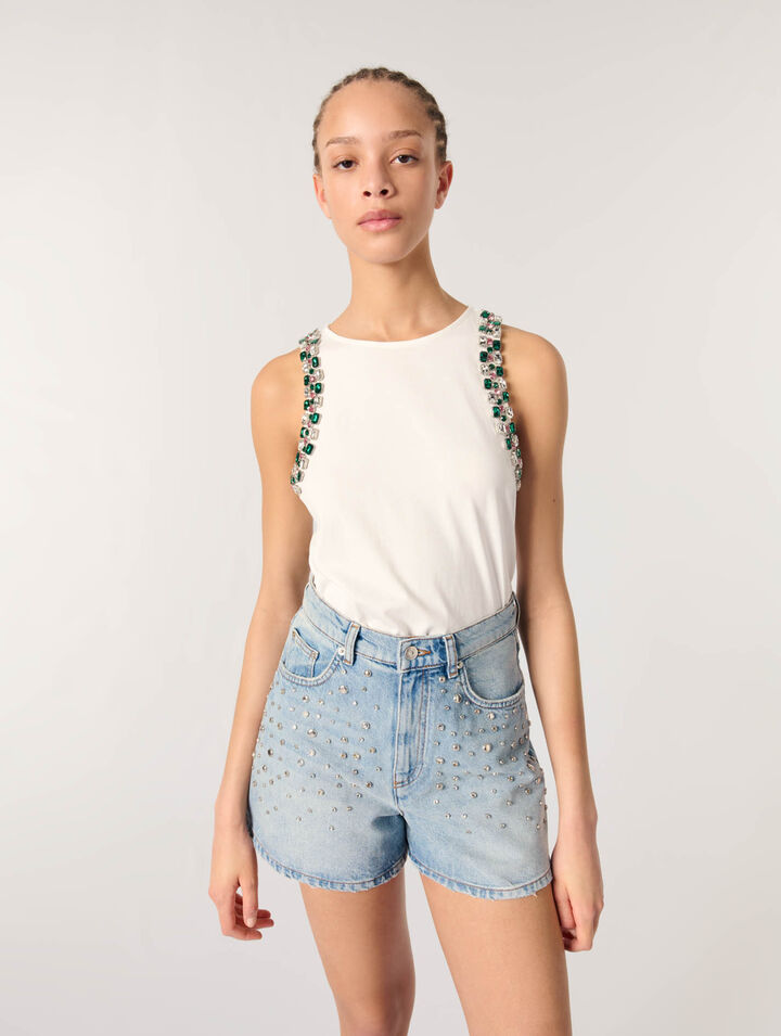 Rhinestone vest top