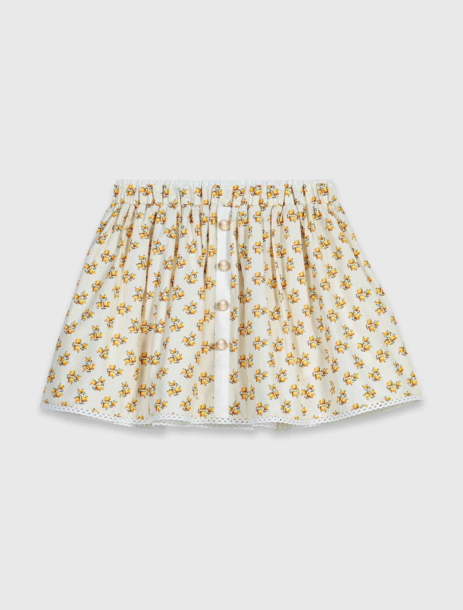 Printed skirt with rickrack trim