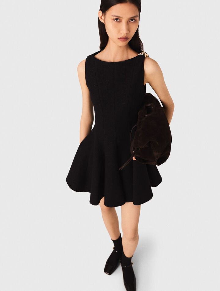 Short flared tweed dress