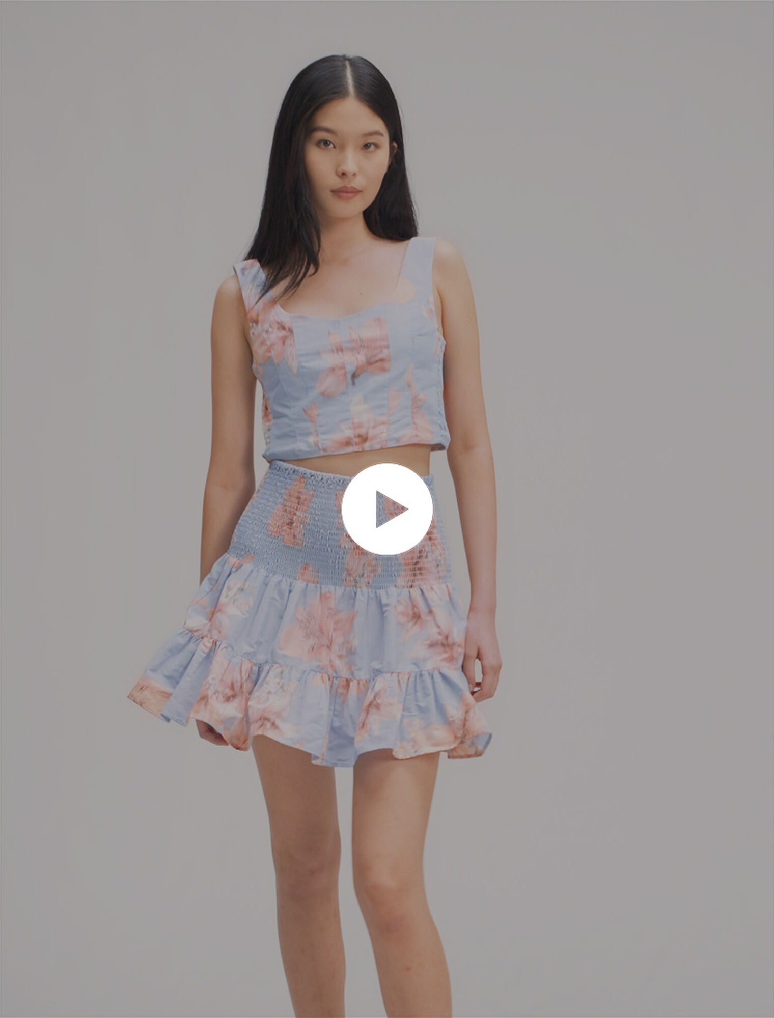 Patterned taffeta flared skirt