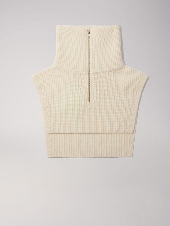 MAJE CASHMERE/WOOL ZIP-UP NECK WARMER
