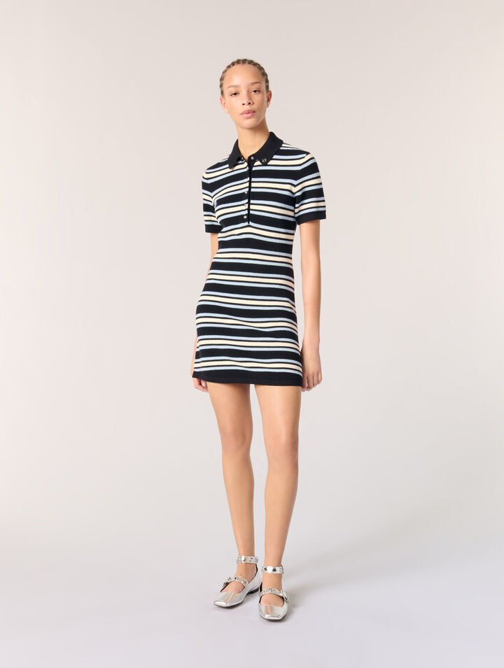 Striped knit polo dress