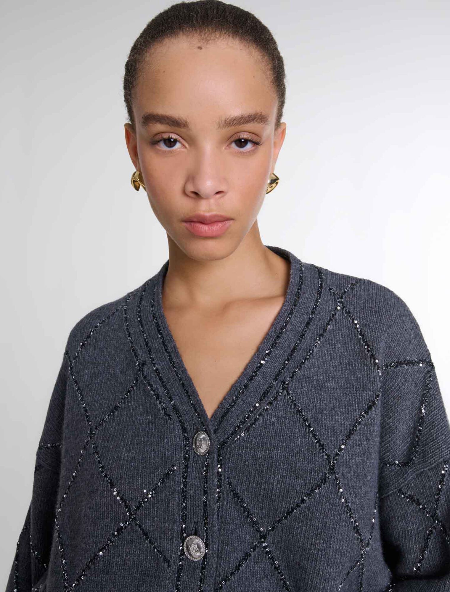 Sequin knit cardigan