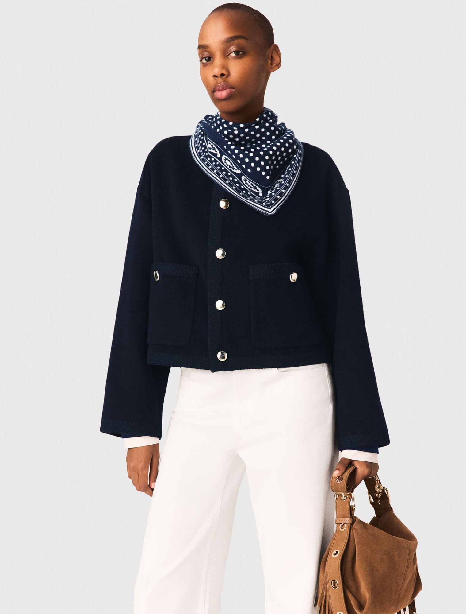 Double-faced jacket, braided trim