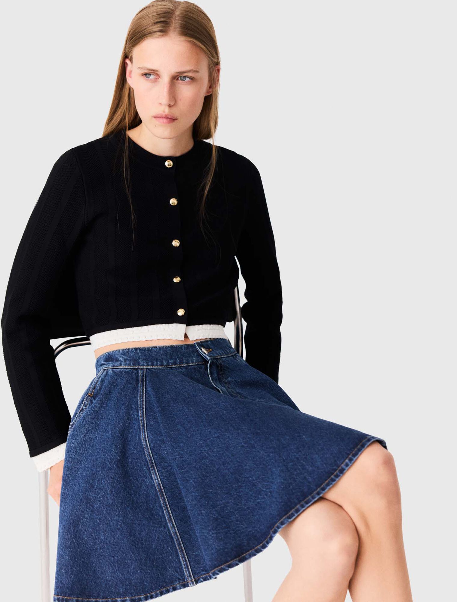 Cardigan with contrast band