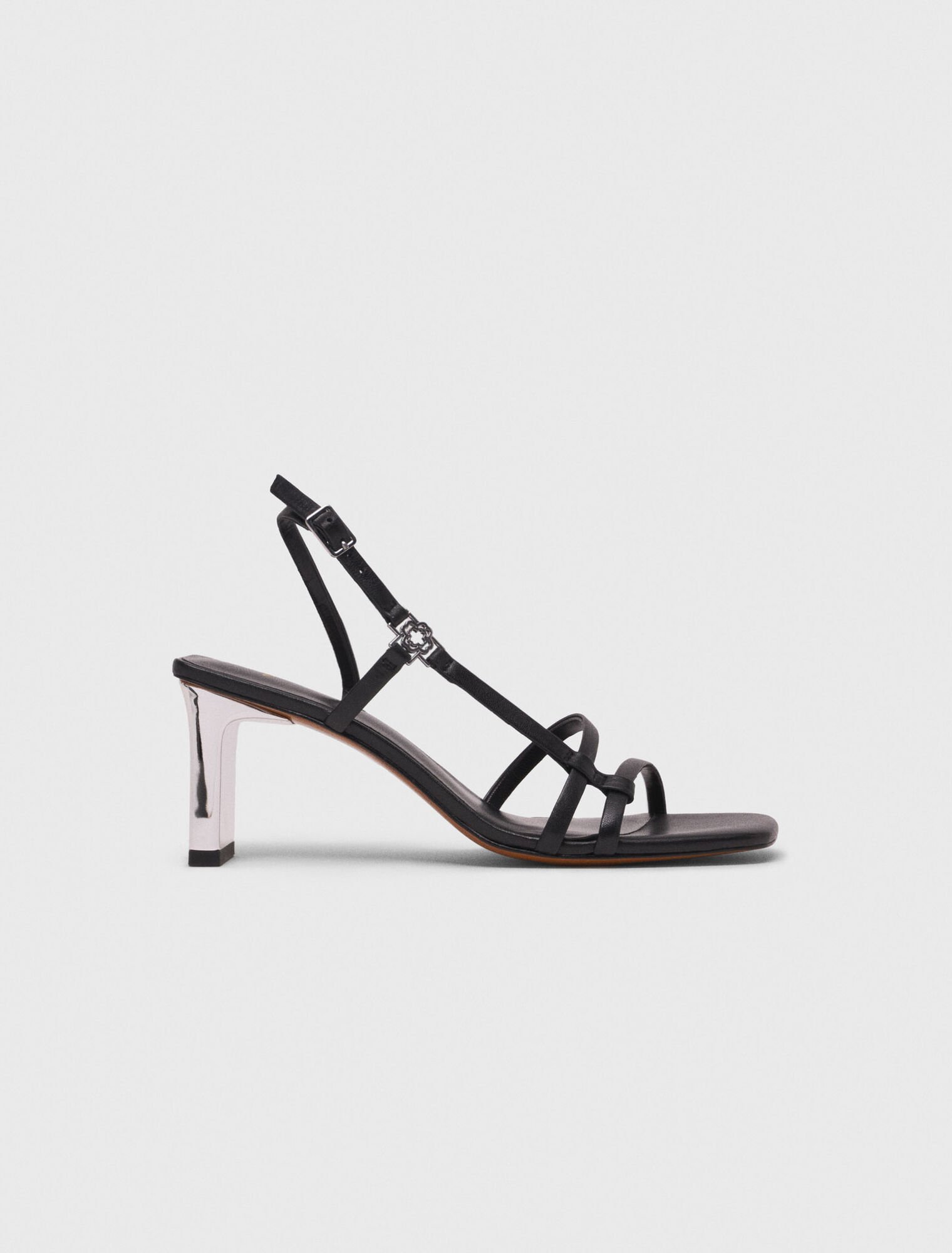 Metallic heel strappy sandals