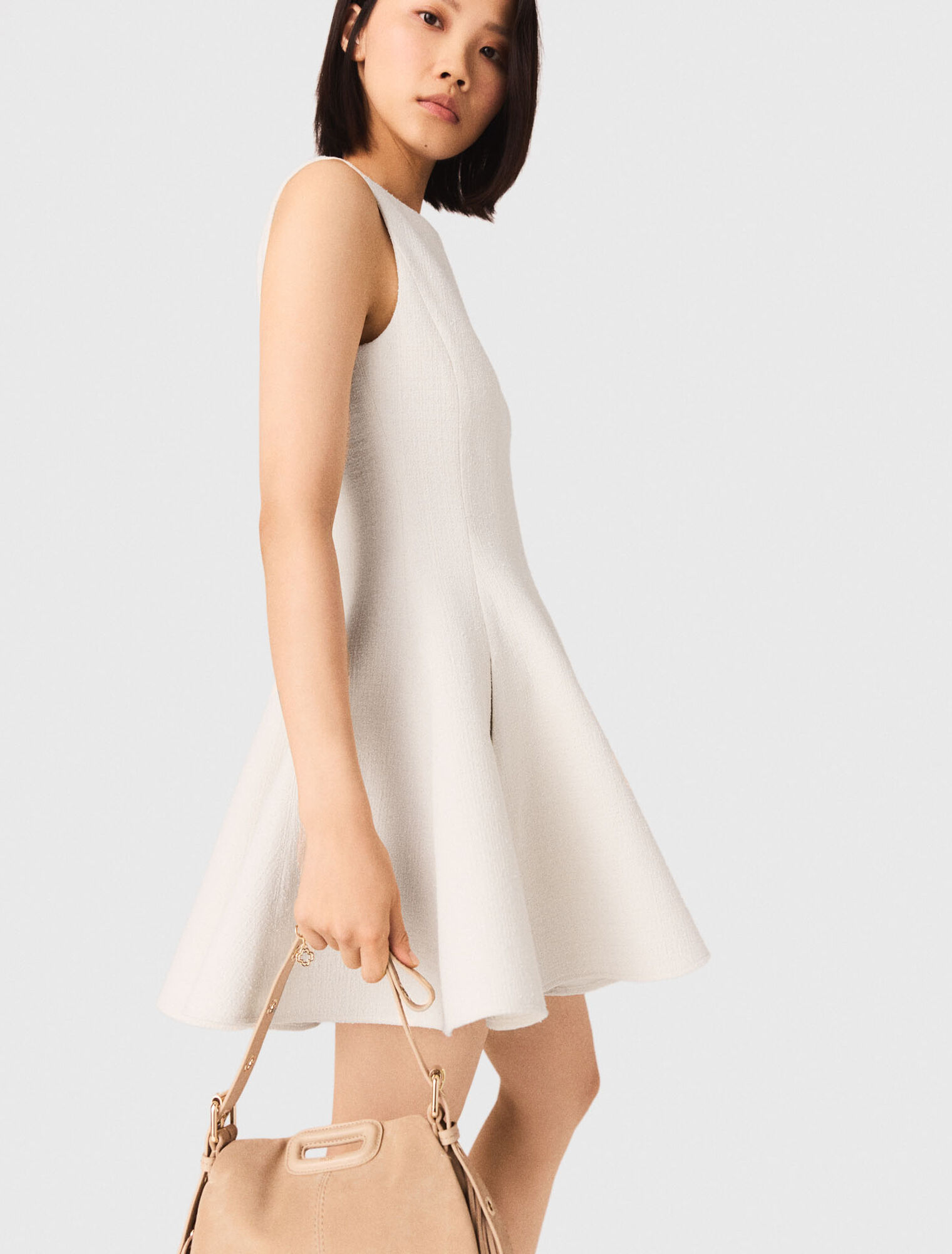 Short flared tweed dress