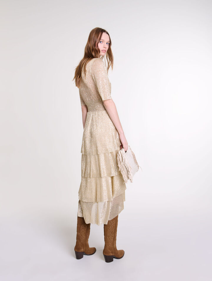 Shimmer dress with ruffles
