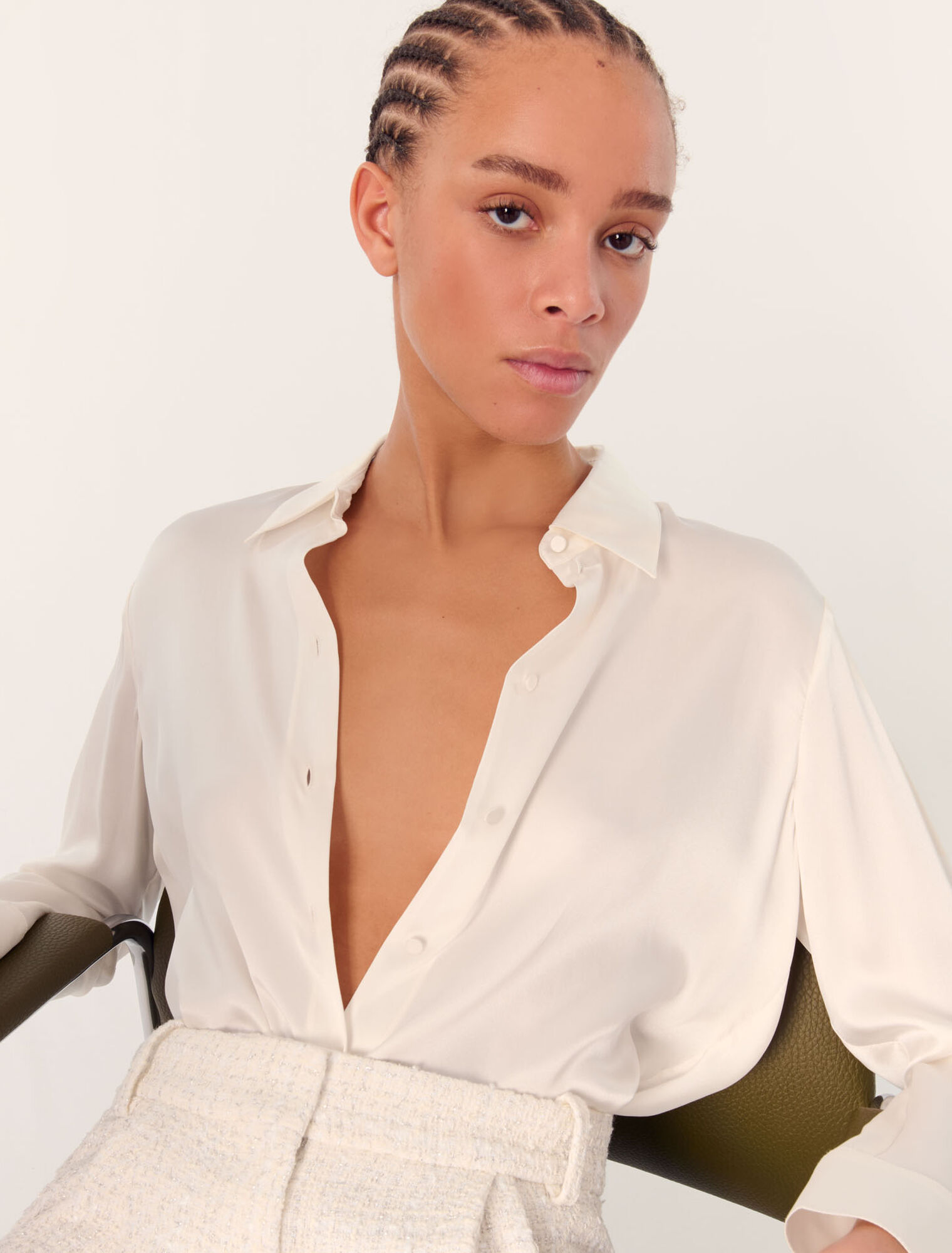 White silk shirt