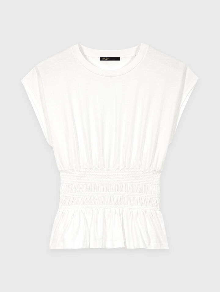 Fitted pleated T-shirt
