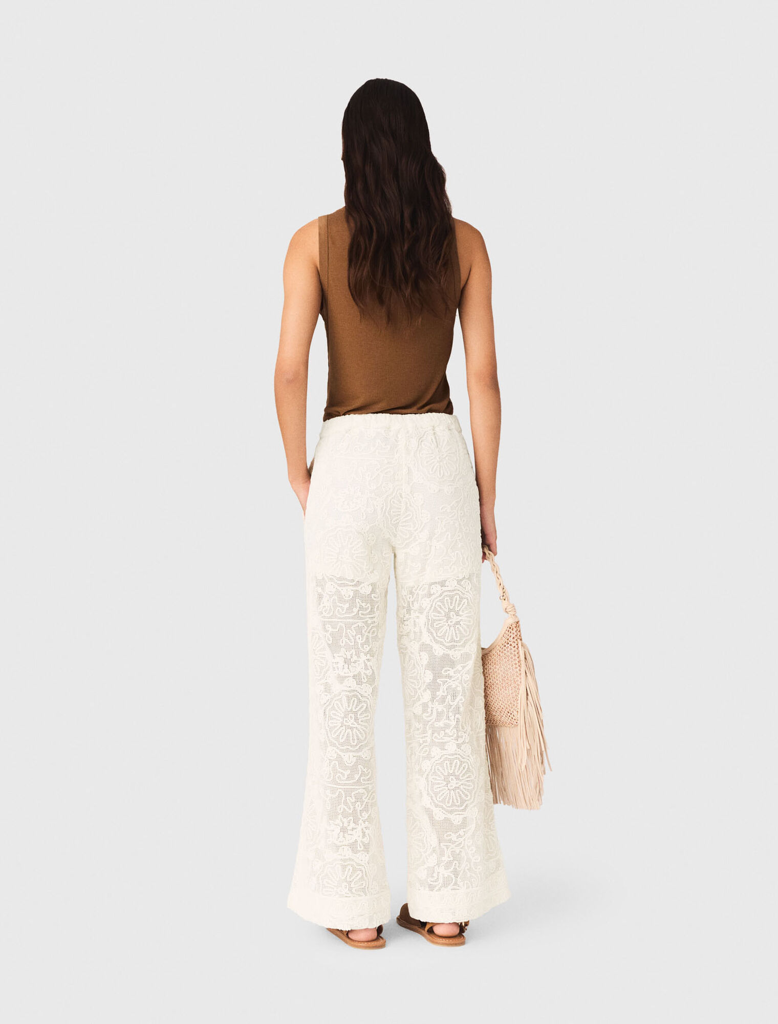 Guipure lace trousers