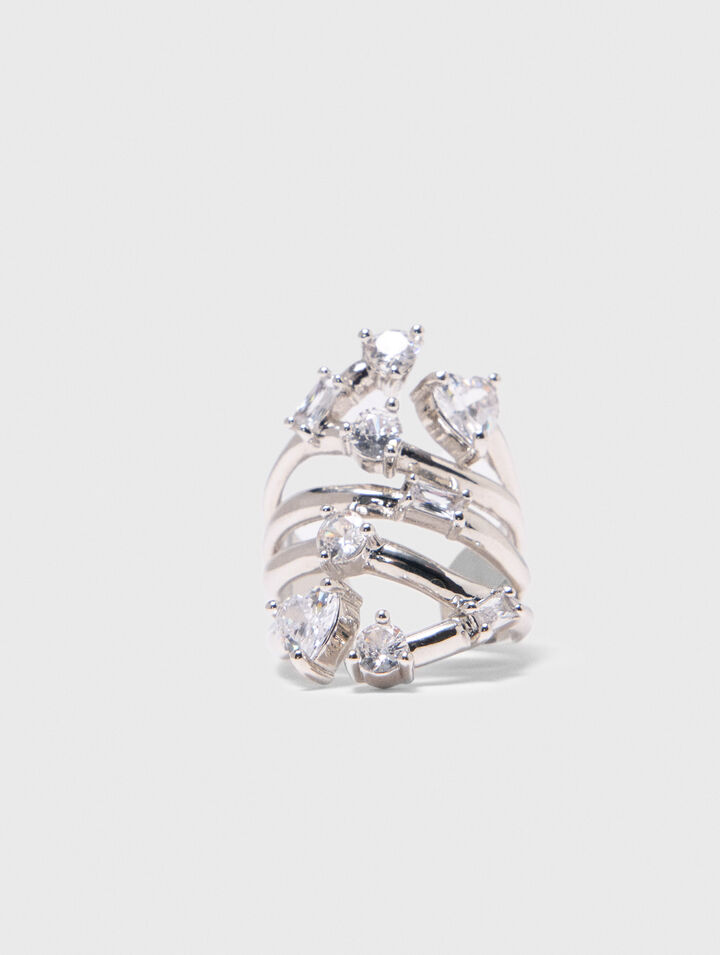 Rhinestone multi-row ring