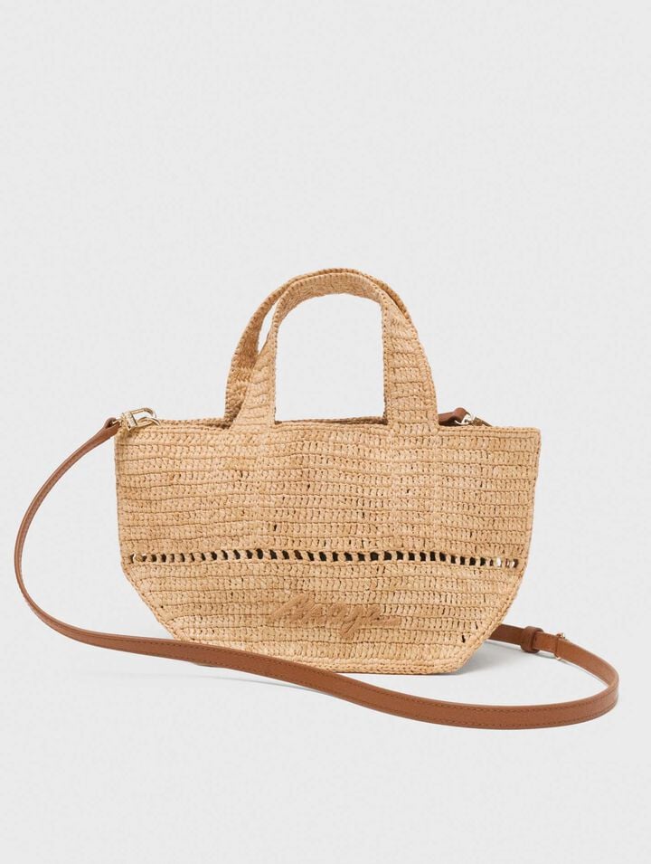Natural raffia mini shopping bag
